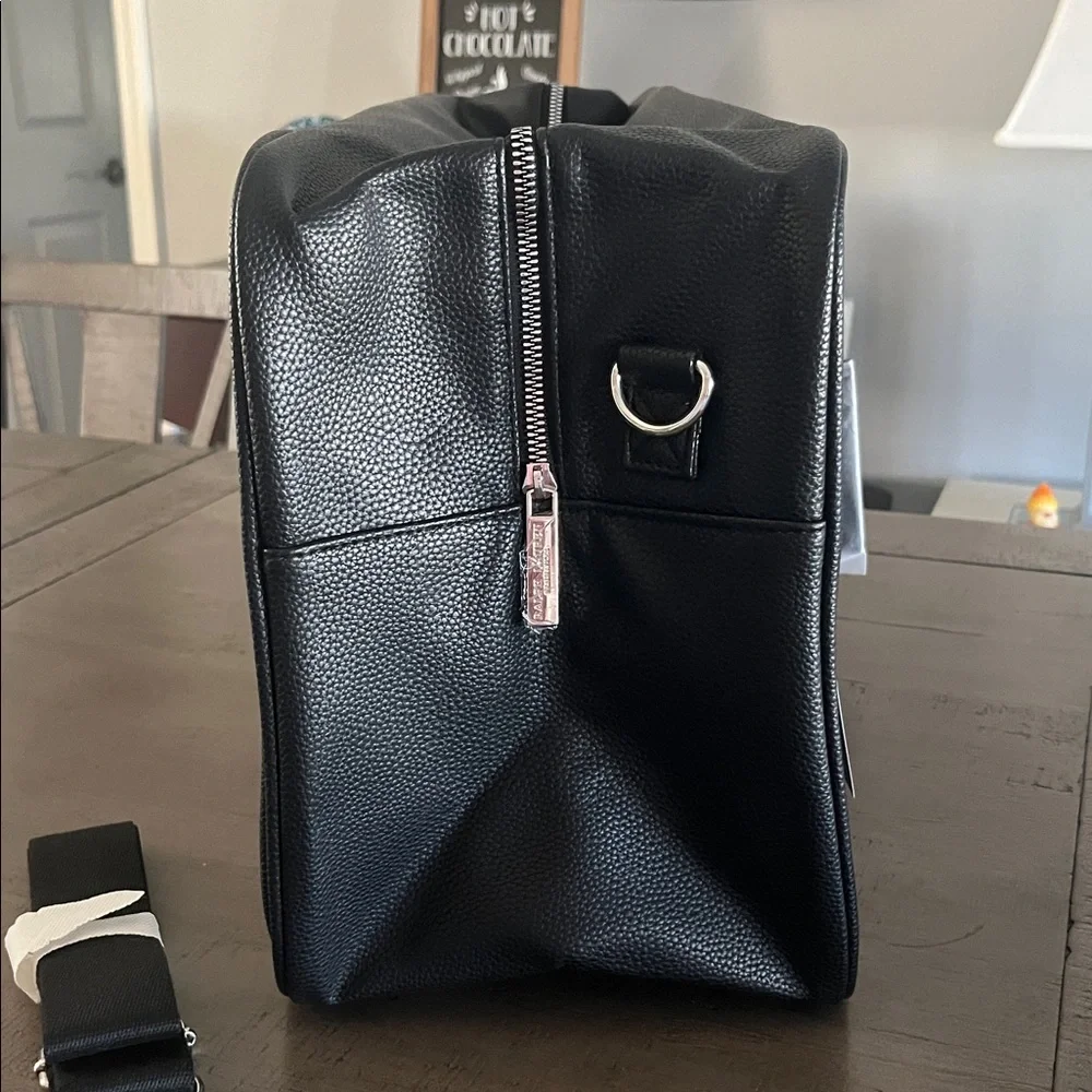 Ralph Lauren Faux Leather Large Black Duffle Bag With Bag Tag-NWT